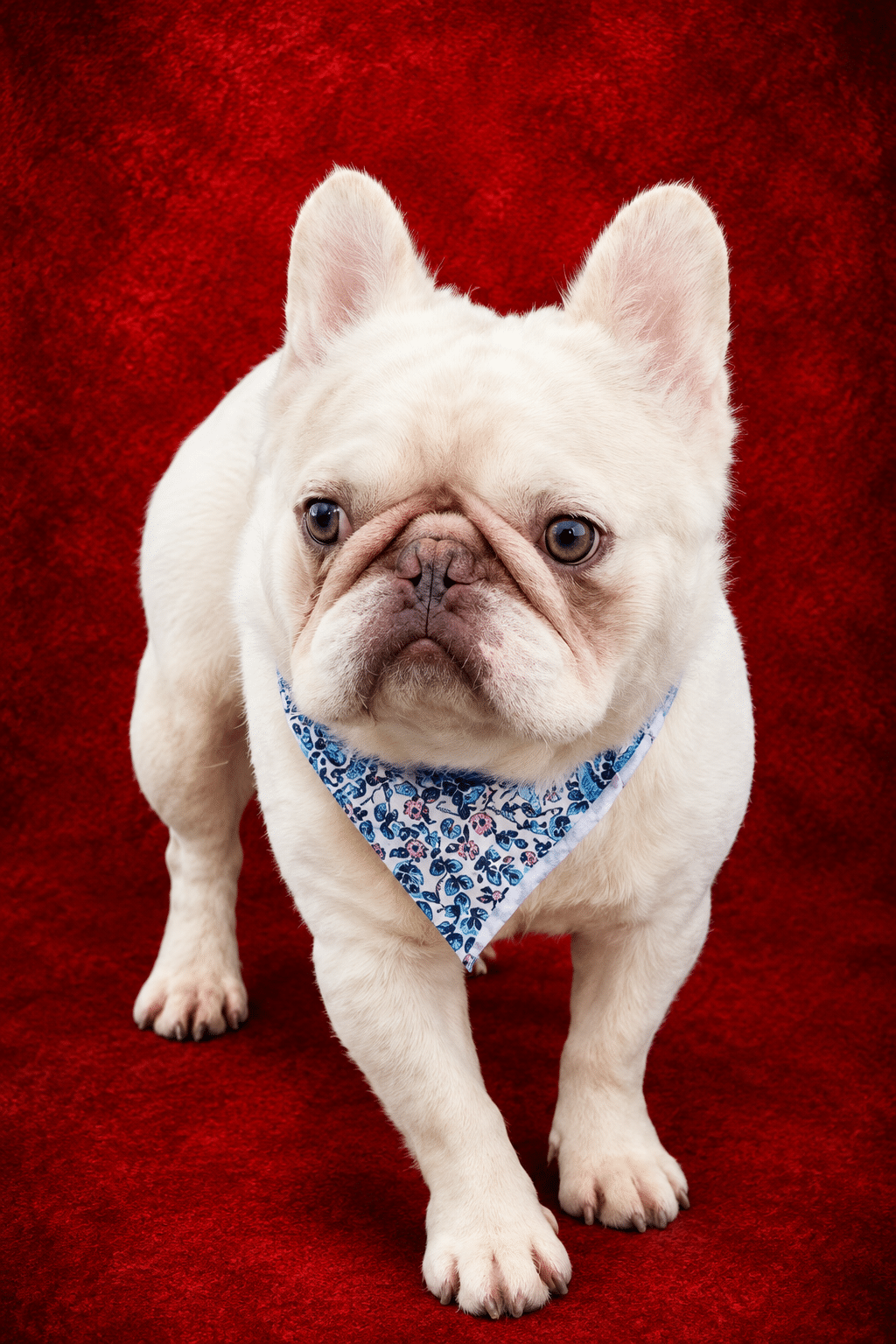 French Bulldog in a Floral Bandana